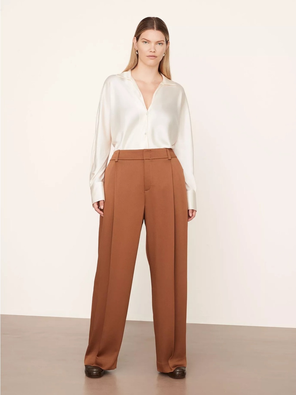 Vince Caramel Tailored High Rise Wide Leg Trouser Pants Size 22